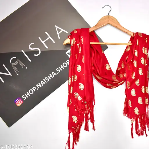 RED FOIL PRINT PAISLEY SUPER SOFT , COLORFAST , NON FADED COLORS