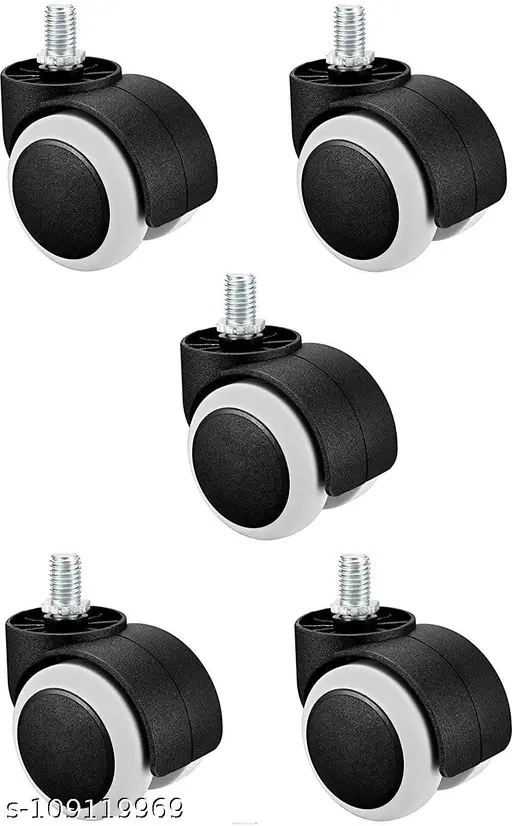 Shivaniket Threaded Twin Castor Revolving Chair Wheel Black & White Set