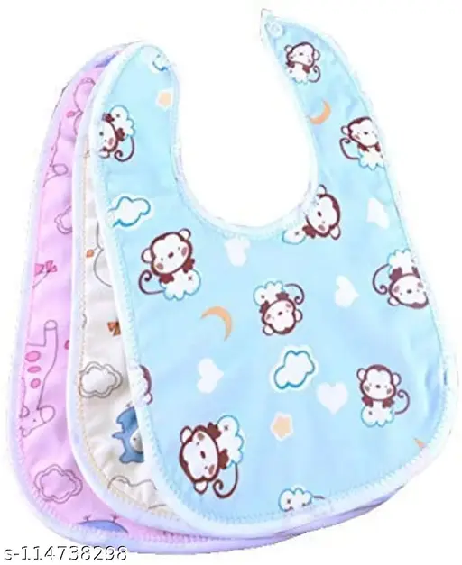 BRONTIAL Combo of 3 Baby Bibs with Titch Button Baby Girl and Baby