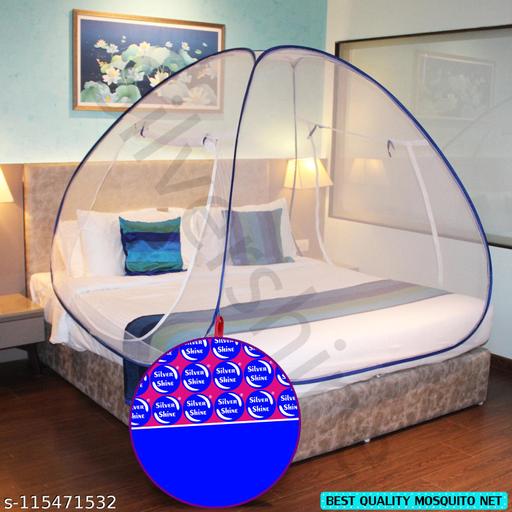 Polyester Adults Blue Mosquito Net Double Bed