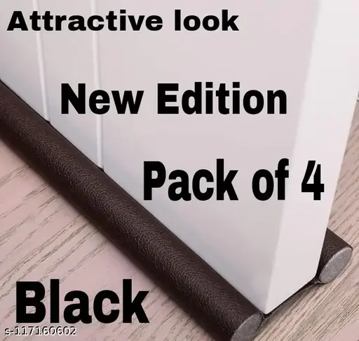 Door Guard (39 Inches, Pack of 4) Gap Filler for Door Bottom Seal Strip - Sound-Proof, Reduce Noise, Energy Saving Door Stopper for Reduce Door Dust, Insects Protector (Black)