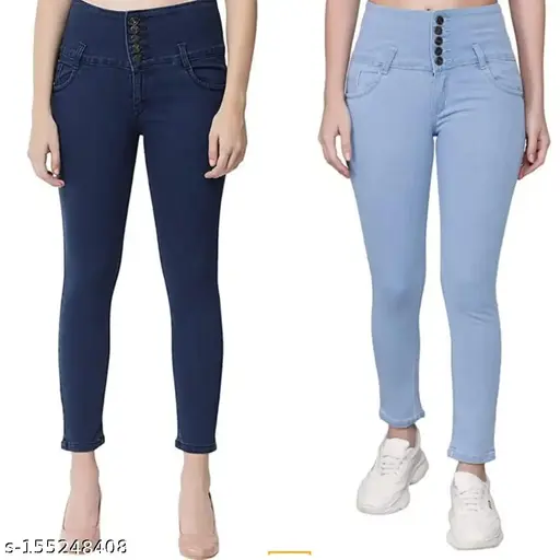 SKIIE STREET HIGH RAISE WOMEN JEANS COMBO (PACK OF 2) LIGHT BLUE AND