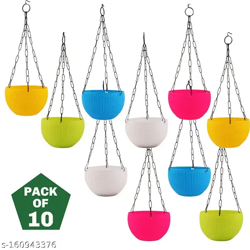 Smilynation Plastic Hanging Pots, Hanging Planters for Plants