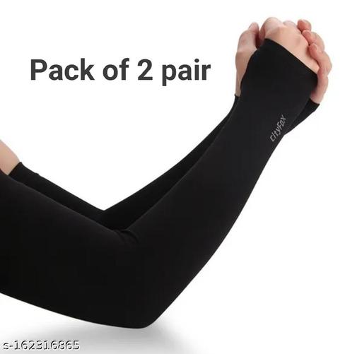 (Pack of 2 Pair) UV Sun Protection Arm Sleeves with Thumb Hole for Men