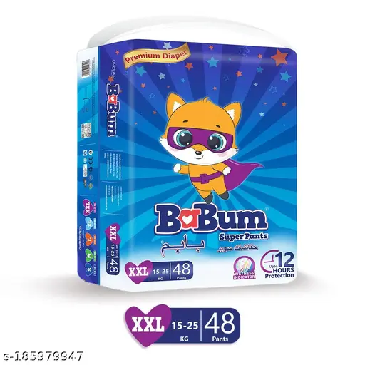 Babum Super Pants Premium Diaper Wetness Indicator Double Extra Large 48 Diapers