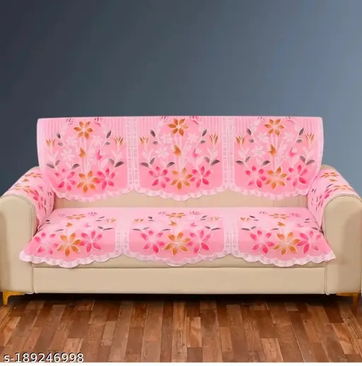 Home Shine Cotton Floral Sofa Cover (Pack Of 8 Pc)