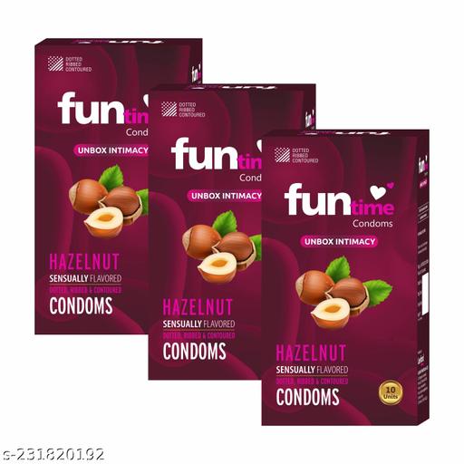 Funtime Hazelnut flavoured lubricated dotted, ribbed and contoured