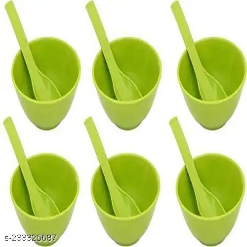 Plastic Round Shape Soup Bowls Set 6 Bowl and 6 Spoon