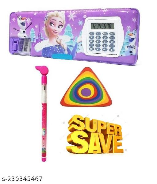 Calculator Geometry With Whistle Pencil & Eraser, A Multipurpose