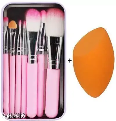 Makeup brush set Combo (Pack of 2, Contains 7 brush set with 1 puff)