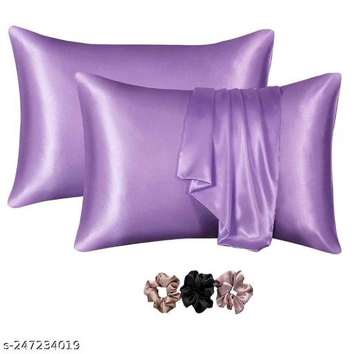 Silk Pillow Covers for Hair and Skinwith Satin Scrunchies for Women