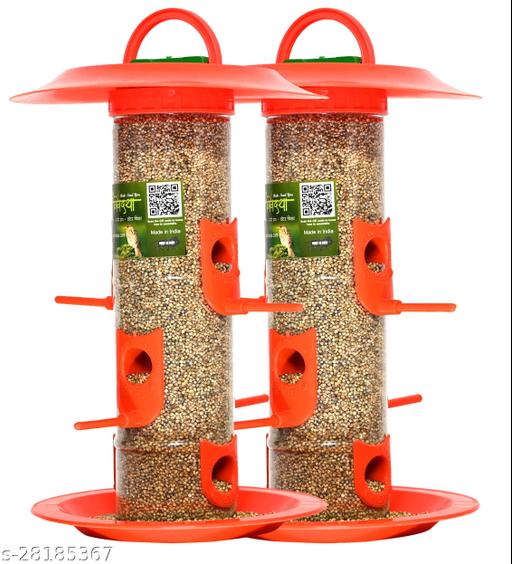 Amijivdaya Bird Feeder with Hut Large 2 Pieces_Orange