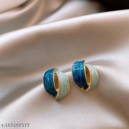 Enamelled Shaded Blue Tiny korean earring stud earrings for women girls
