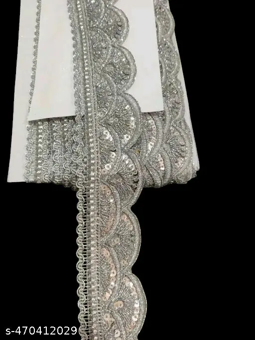 New design 2.5 inch silver sequence with jari in 2 line