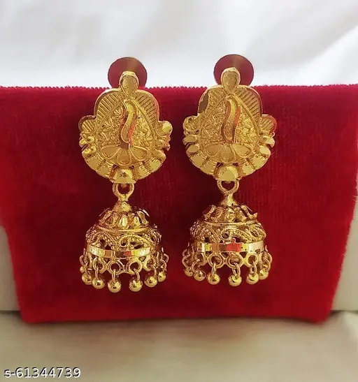 Halltree Gold Plated Earrings Jhumka Set