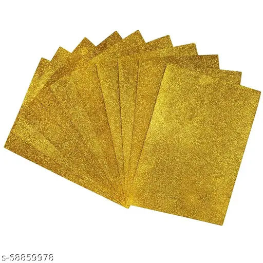 Sloies Glitter Foam Sheets Non Adhesive Gold, Pack of 10 for kids