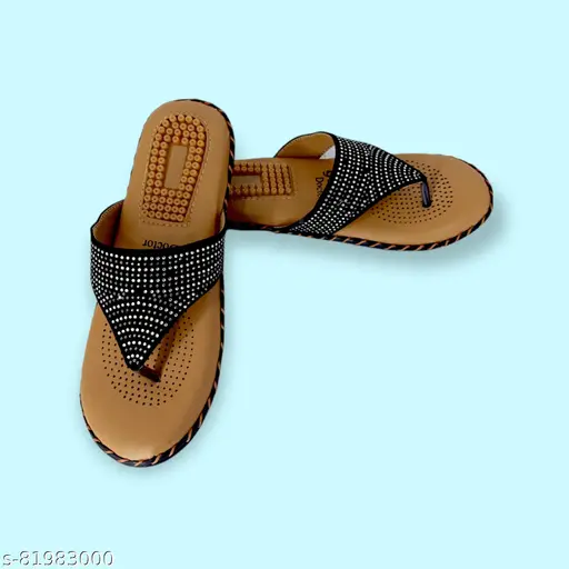 Fiia Elite Women Black Flats Doctor Soft With Cushion Pad Flats