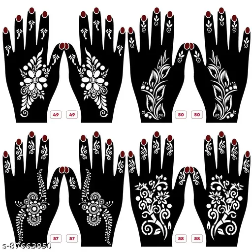 Mehndi Stencil Design Set of 8 PieceHenna Tattoo stencil New Design