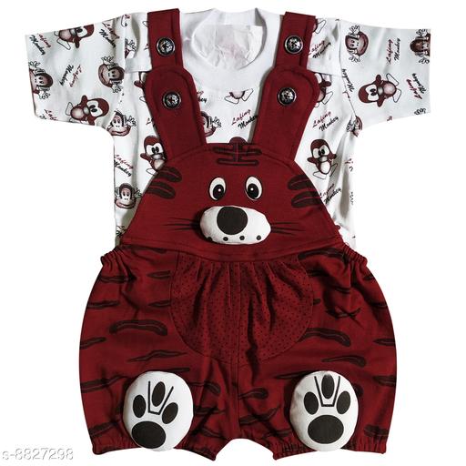 Boys Maroon Cotton Jumpsuits Pack Of 1