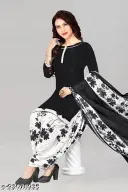 Women's Black Solid  Crepe Suits & Dress Materials