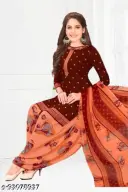Women's Maroon Ethnic Motif Printed Crepe Suits & Dress Materials